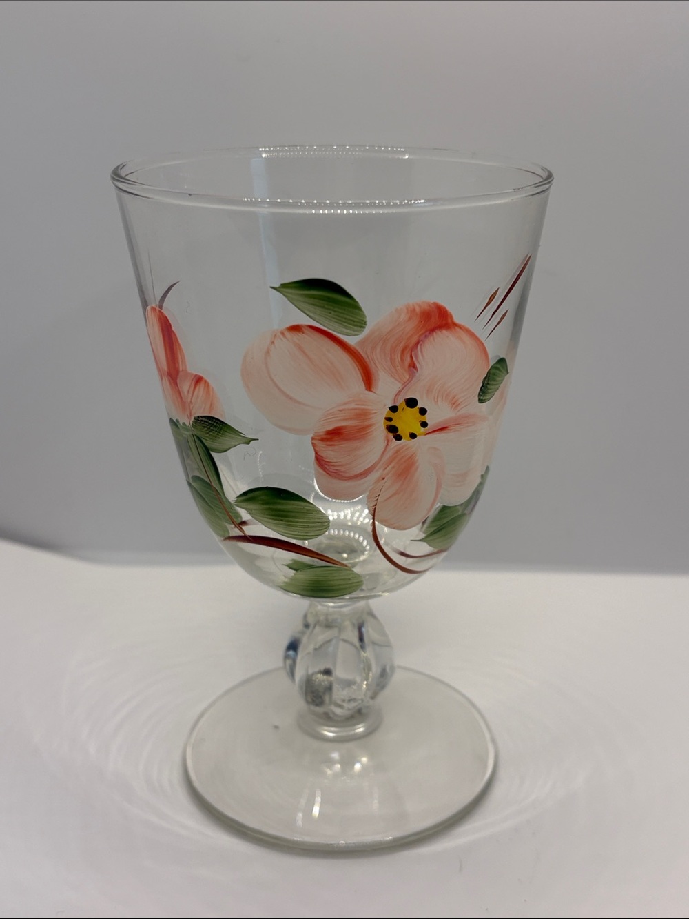 Franciscan Desert Rose Libbey 3003 Glassware water Goblet Hand-Painted Floral
